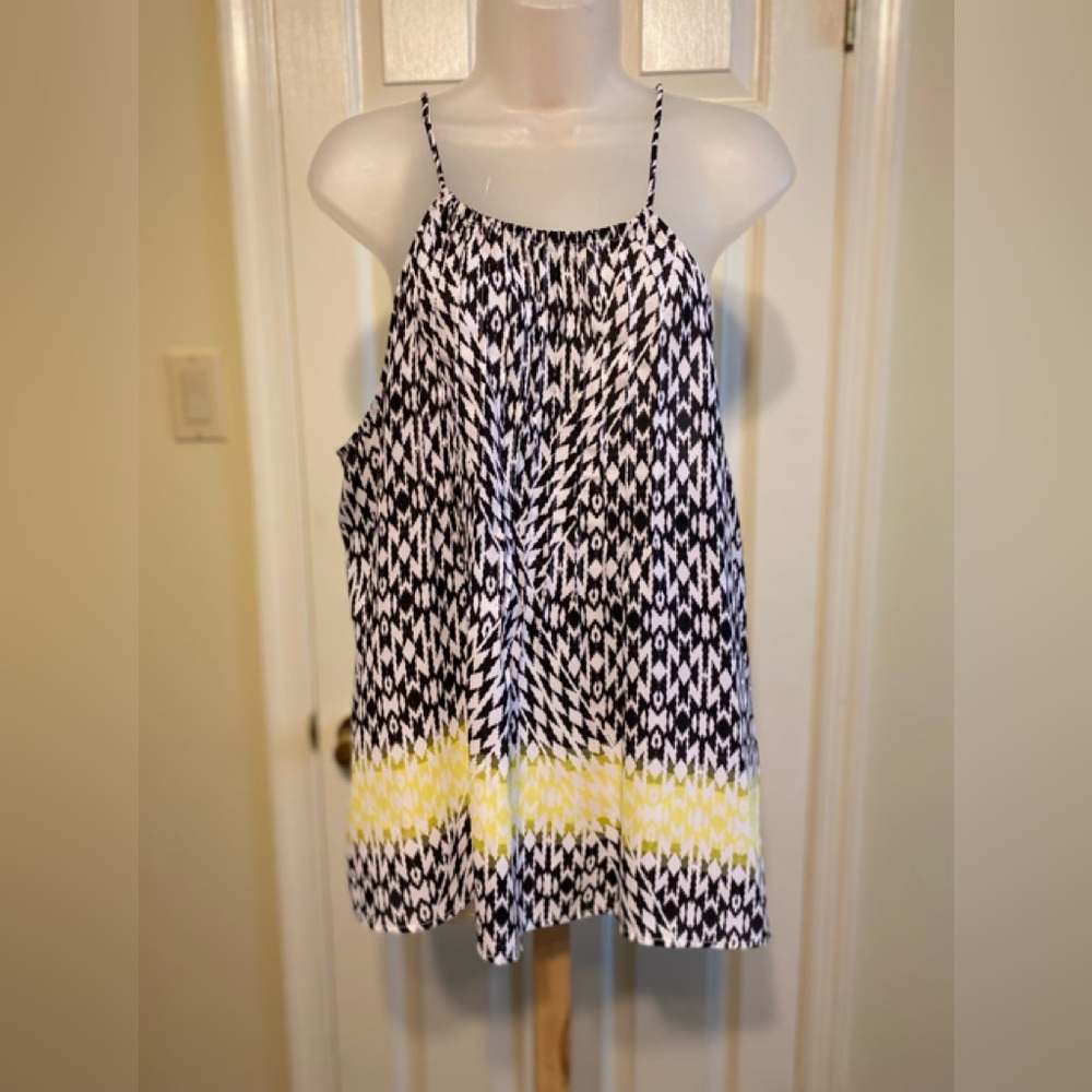 New York & Co. - Halter top with spaghetti strings (black/white/yellow), L
